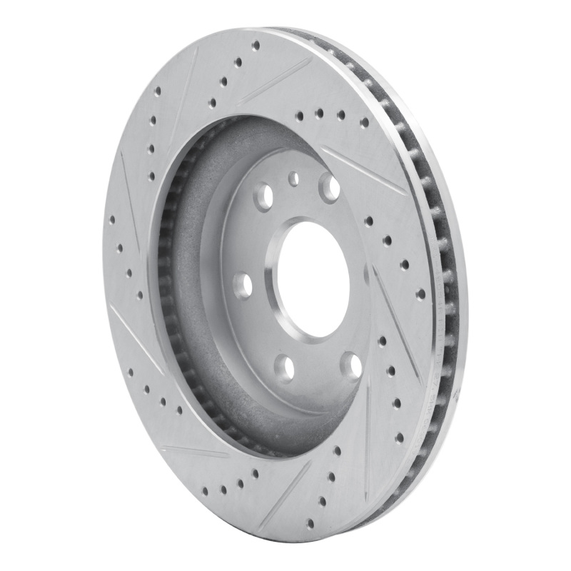 Buick Enclave Brake Rotor (1) - Front Right - R1 Concepts - Drilled & Slotted - Silver - `07-`17
